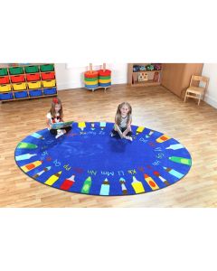 Rainbow Oval Pencils Alphabet Carpet