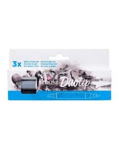 Ecoline Duotip Marker Set Black & Grey | 3 Colours