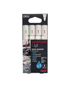 Uni ChalkGlass Marker Bullet Tip PWE-5M 4pc Pack White
