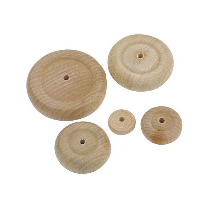 Turned Wooden Wheels. Pack of 10
