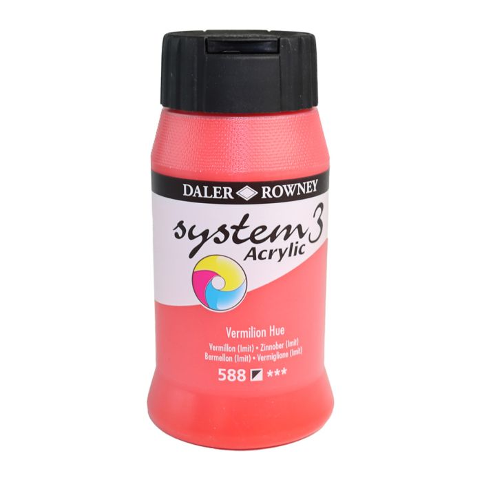 Daler-Rowney System 3 Original Acrylic Colours  500ml - Vermilion Hue