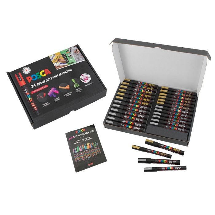 Posca PC-3M 5M Pack of 24 Gold/Silver 