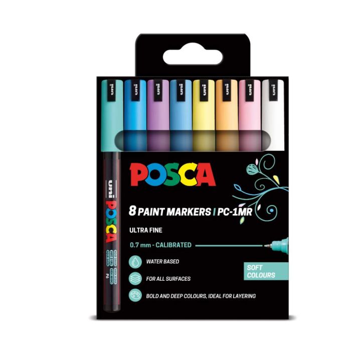 Uni Posca Marker PC-1MR 8 Soft Colours Uni Posca Marker PC-1MR 8 Soft Colours