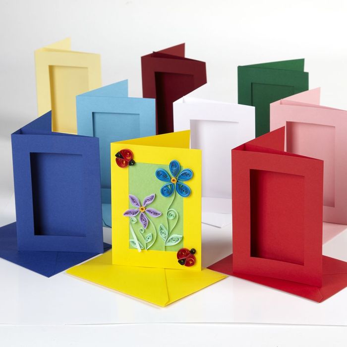 Rectangular Cut Greetings Cards Assortment. Pack of 45