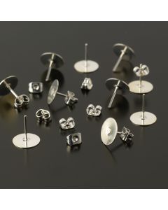 Earring Post with Pad Pack - Silver Plated