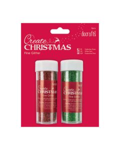 Small Fine Glitter Pots Red & Green. Pack of 2