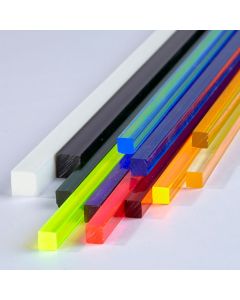 Coloured Square Extruded Acrylic Rods - 6.4mm Square