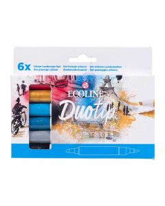 Ecoline Duotip Marker Set Urban Landscape | 6 Colours