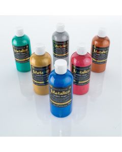 Colourcraft Metallic Fabric Paint - Assorted Colours. Set of 6