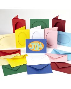Oval Cut Greetings Card Assortment. Pack of 45