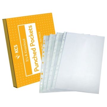 A4 KCS Clear Punched Pockets Pack of 100
