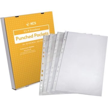 A4 KCS Clear Punched Pockets Pack of 500