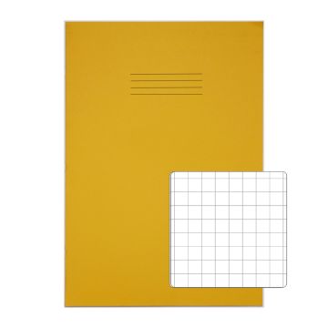 Classic A4+ Exercise Books 10mm Square 80 Page Box of 50 Yellow