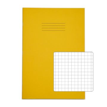 Classic A4+ Exercise Books 7mm Square 80 Page Box of 50 Yellow