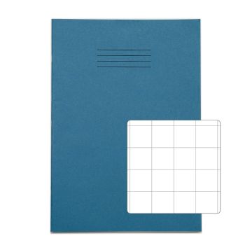 Classic A4+ Exercise Books 20mm Square 80 Page Box of 50 Blue