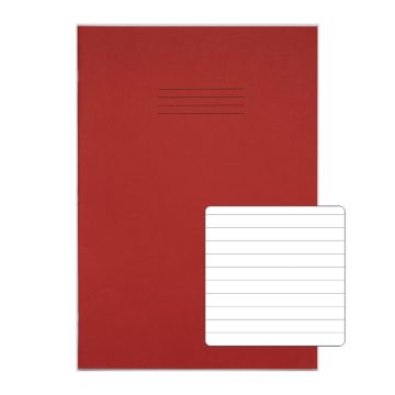 Classic A4+ Exercise Books 8mm Ruled 40 Page Box of 100 Red