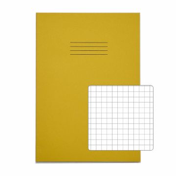 Classic A4 Exercise Book 5mm Squared 80 Page Box of 50 Yellow