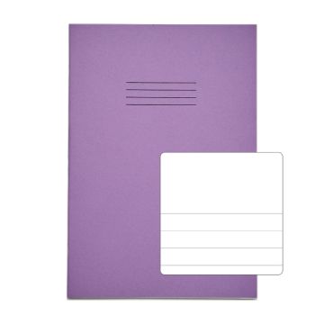 Classic A4 Exercise Book Top Plain Lower 12mm Ruled 48 Page Box of 100 Purple