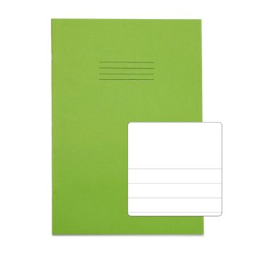 Classic A4 Exercise Book Top Plain Lower 15mm Ruled 32 Page Box of 100 Light Green