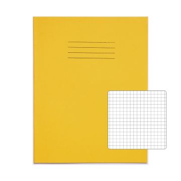 Classic 9" x 7" Exercise Book 5mm Squared 80 Page Box of 100 Yellow