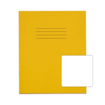 Classic 8"x6.5" Exercise Book Plain 48 Page Box of 100 Yellow