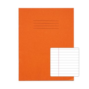 Classic 9"x7" Exercise Book 8mm+ Margin 80 Page Box of 100 Orange