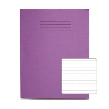 Classic 9"x7" Exercise Book 8mm+ Margin 80 Page Box of 100 Purple