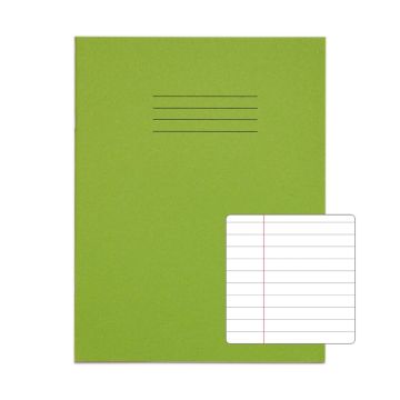 Classic 9"x7" Exercise Book 8mm+ Margin 80 Page Box of 100 Light Green