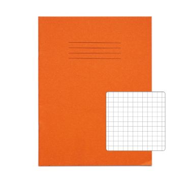 Classic 9" x 7" Exercise Book 7mm Squared 80 Page Box of 100 Orange