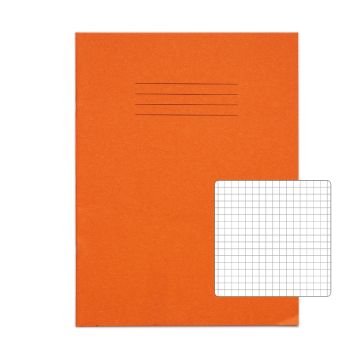 Classic 9" x 7" Exercise Book 5mm Squared 80 Page Box of 100 Orange