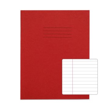 Classic 9" x 7" Exercise Book 8mm+ Margin 64 Page Box of 100 Red