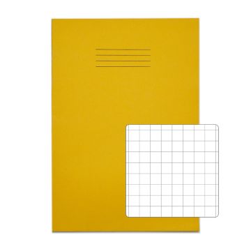 Classic A4 Exercise Book 10mm Square 32 Page Box of 100 Yellow