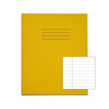 Classic 8" x 6.5" Exercise Book 8mm+ Margin 48 Page Box of 100 Yellow