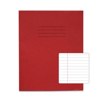 Classic 8" x 6.5" Exercise Book 8mm+ Margin 48 Page Box of 100 Red