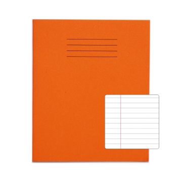 Classic 8" x 6.5" Exercise Book 8mm+ Margin 48 Page Box of 100 Orange