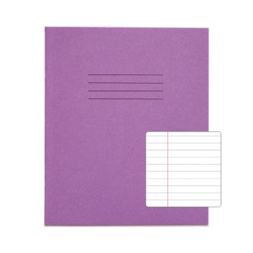 Classic 8" x 6.5" Exercise Book 8mm+ Margin 48 Page Box of 100 Purple