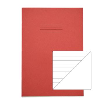Classic A4 Exercise Book 8mm Ruled/Alternate Plain 64 Page Box of 50 Red