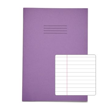 Classic A4 Exercise Book 8mm+ Margin 64 Page Box of 50 Purple