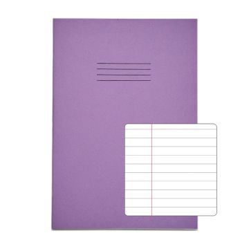 Classic A4 Exercise Book 8mm+ Margin 80 Page Box of 50 Purple