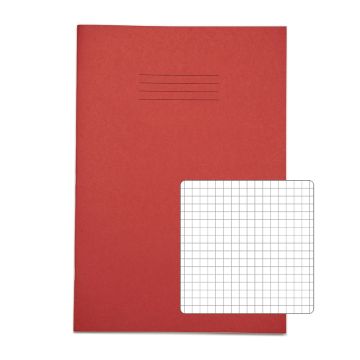 Classic A4 Exercise Book 5mm Squared 80 Page Box of 50 Red