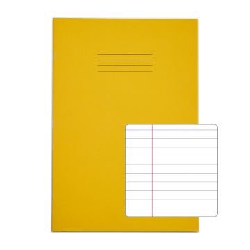 Classic A4 Exercise Book 8mm+ Margin 96 Page Box of 50 Yellow