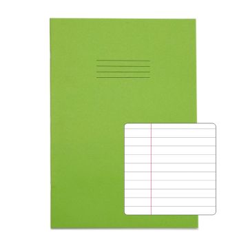 Classic A4 Exercise Book 8mm+ Margin 96 Page Box of 50 Light Green