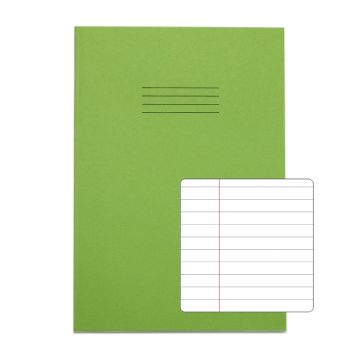 Classic A4 Exercise Book 8mm+ Margin 48 Page Box of 100 Light Green