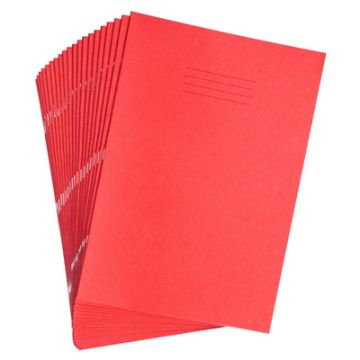 A4 Tinted Exercise Books 8mm+ Margin Cream Pages  Red Cover 48Pg Pk10