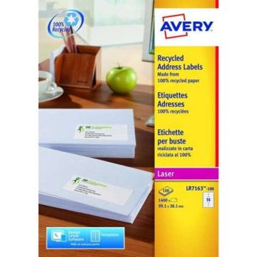 Avery Recycled Address Labels 14 Per Sheet 100 Pack