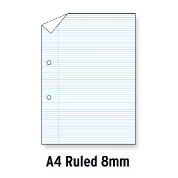 A4 Loose Leaf Paper Grey Lines Ruled 8mm + Margin 2 Hole Punched Box of 5 Reams