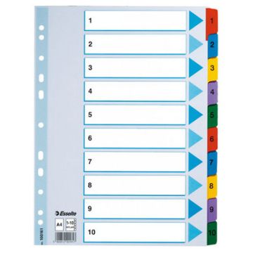 A4 Mylar Reinforced Indexes/Dividers Numbered 1-10 Set
