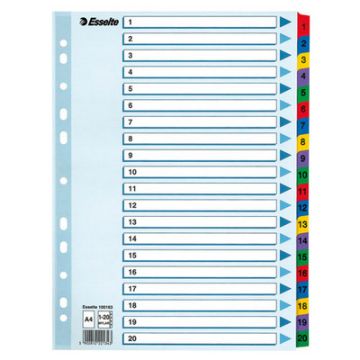 A4 Mylar Reinforced Indexes/Dividers Numbered 1-20 Set