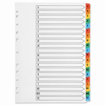 A4 Mylar Reinforced Indexes/Dividers Alphabetical A-Z Set