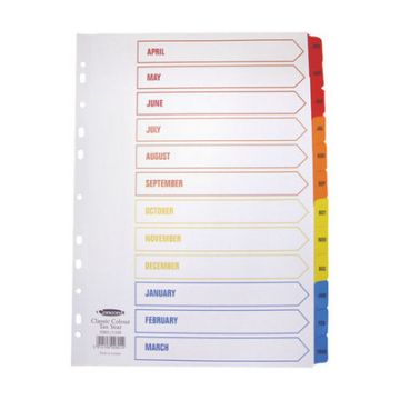 A4 Tax Year Mylar Coloured Tab Indexes